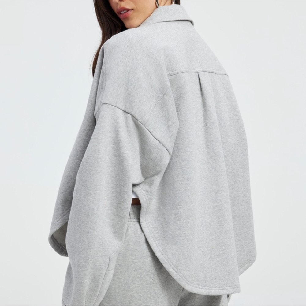 Good American Fleece Cropped Shacket